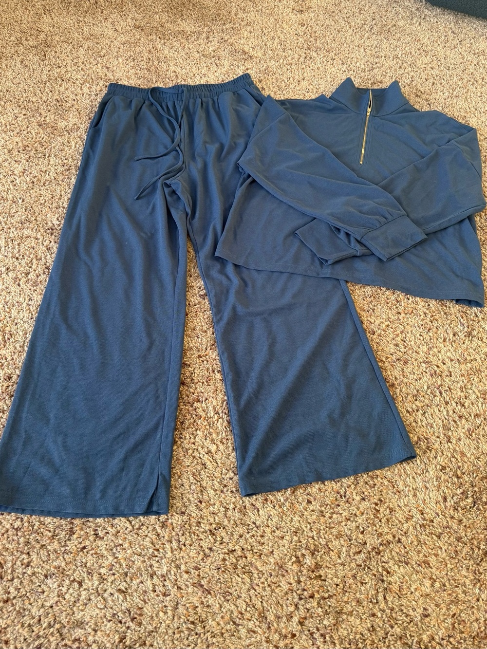 Navy Two-Piece Lounge Set with Half-Zip Top